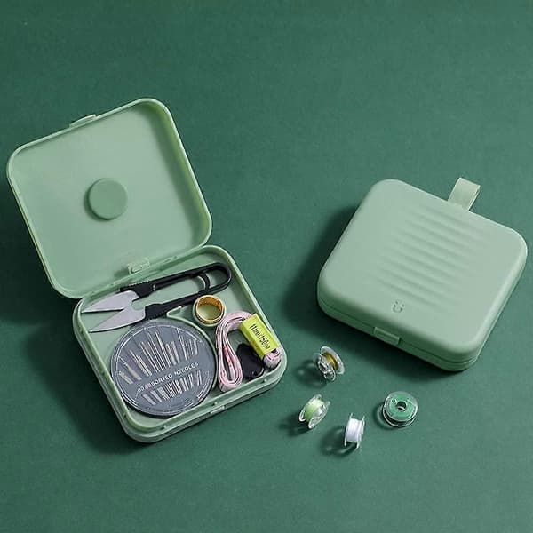 Portable Travel Home Small Magnetic Sewing Box, Mini Kit Storage Box, Beginner DIY Thread Needle Threader Scissor Kit Boxes and Quick Fix Kit
