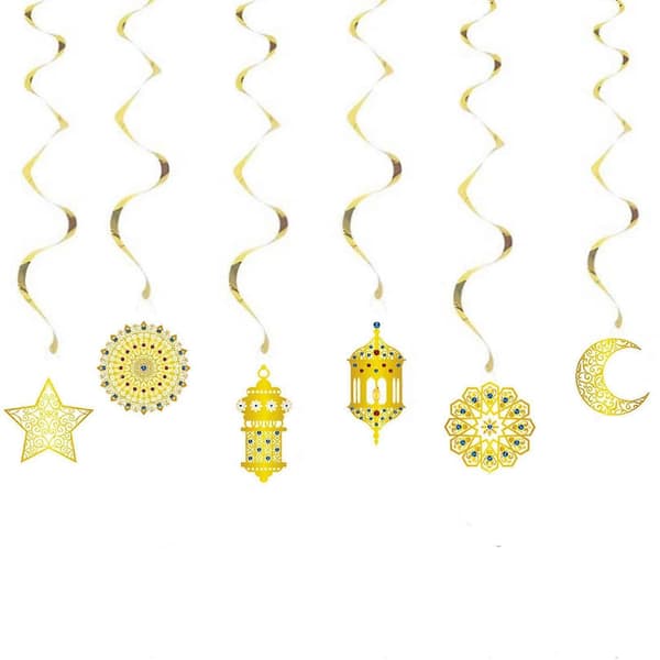 Ramadan Eid Mubarak Dekorasjon Eid Al-adha Dekorasjon Gull Hengende Virvler Dekorasjoner Måne, stjerner og Eid