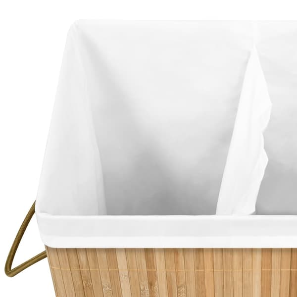 vidaXL Tvättkorg bambu med 2 sektioner 72 L Brun Brown Brun