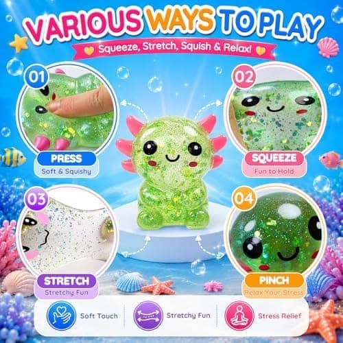 Glitter Axolotl Squishy Legetøj, Squishy Legetøj, Langsomt Stigende Squishy Grøn Green