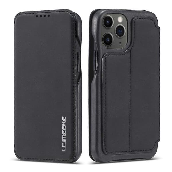 iPhone 12 mini LC.IMEEKE Hon Ancient Series vaakasuora läppäkotelo nahkaa, jalustalla ja korttipaikalla [DB]