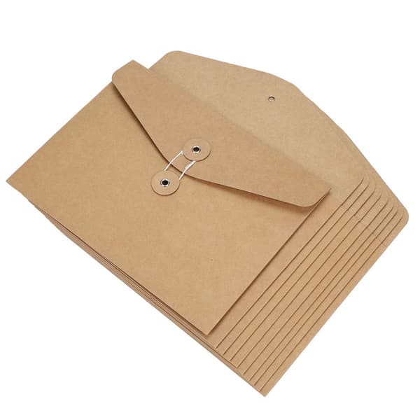 10-pack A5 Kraft Paper Folders Portfolio Folder Paper Document File Bag Pockets Horizontal File Organizer Organizing Storage Bag for School Office