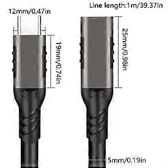 USB C Extension Cable 3.2 Gen2 100W TypeC Male to Female 4K/60Hz Video Cable TypeC Extender Data Cable 1.5m 1.5m