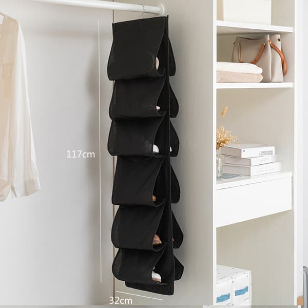 2-pack Shoe Storage Bag - 12 Pockets for Door Hanging - Foldable for Hanging Shoe Cabinet with Hooks