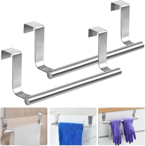 #Pack Sølv Rustfritt Stål Veggmontert Håndkleholder - Hengende Håndkle#