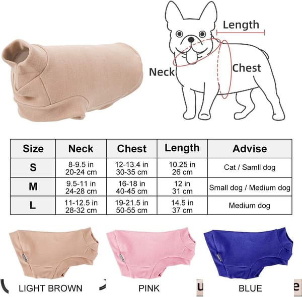 Soft Fleece Vests for Small Dogs and Cats, Brown, Size S