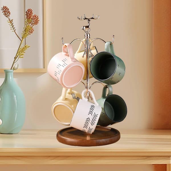 Coffee Cup Holder Home Decor 6 Mug Holder for Countertop Hotel Restaurant