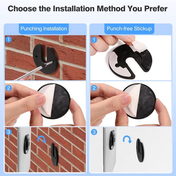 Universal Wall Mount for Tablet/Phone, 2-Pack Adjustable 90° Rotating Round Bracket with Screws + Adhesive for Smartphones, Compatible with iPad, Kindle