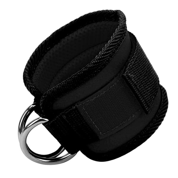 Exercise Foot Straps for Cable Machine Double D-Ring Adjustable Neoprene Ankle Straps (Black)