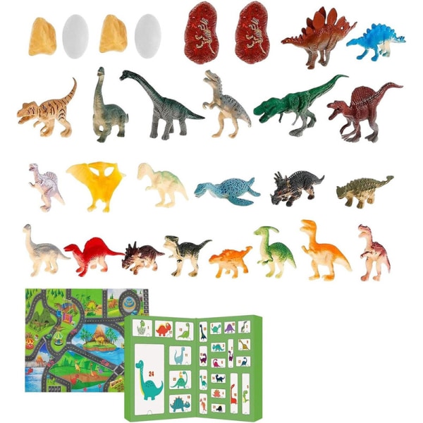 Adventskalender 2023 Barn, Mini Dinosaur Toy Figur Kit Dinosaur Toy Figur Rumsdekoration för pojkar Flickor över 3 år