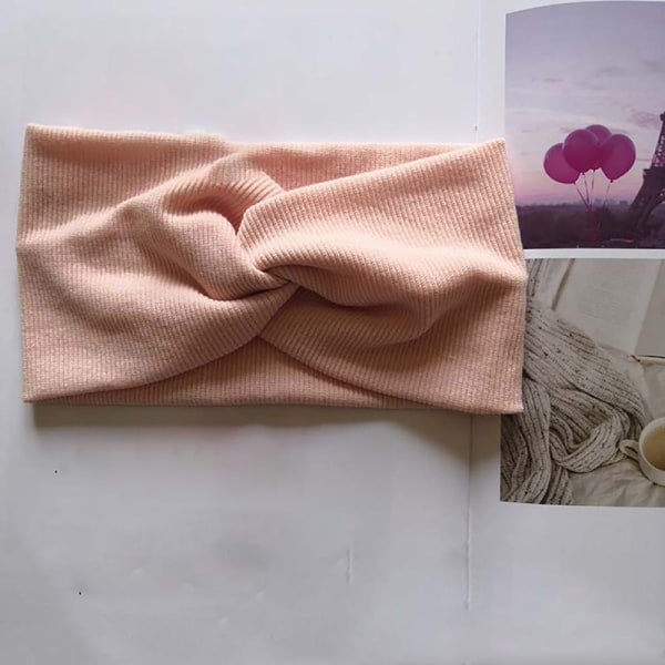 Set med 3 breda knutna pannband pink