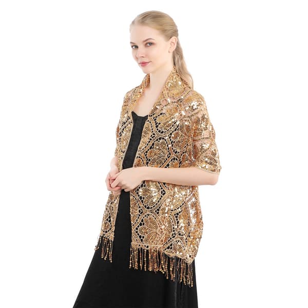 Huivi Comfort Pitkä Tyylikäs kevyt polyesteri paljetti Glitter E