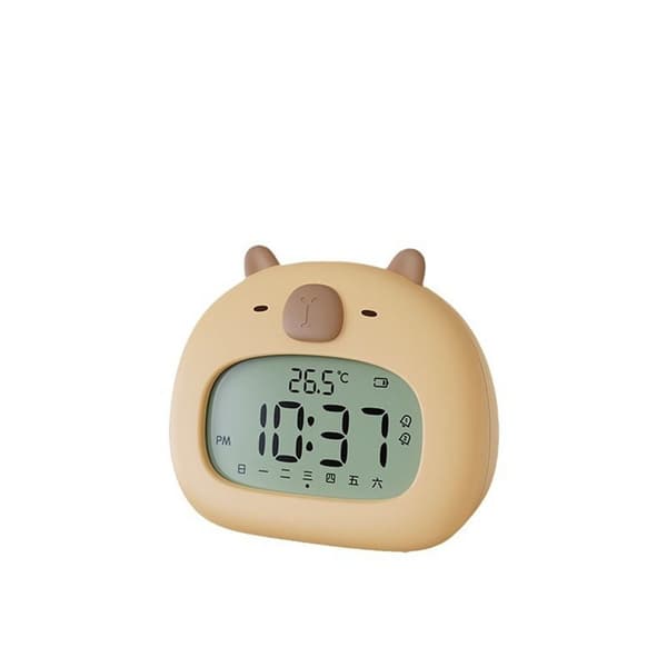 USB Uppladdningsbar Barnväckarklocka i ABS med Temperaturvisning, Söt Timer Sängbords LED-Klocka Present till Barn