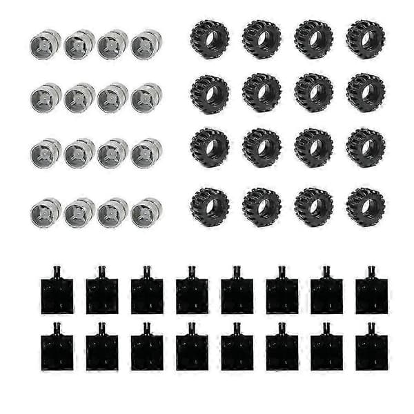 48 st mini hjulaxlar paket bil däck nav byggklossar diy leksaker för barn