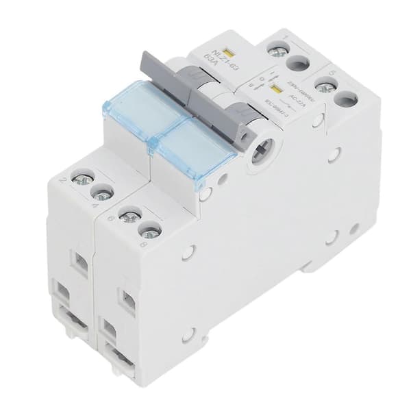 230VAC 63A Manual Dual Power Transfer Switch 35mm DIN Rail Single Sided Interlock Breaker 2P
