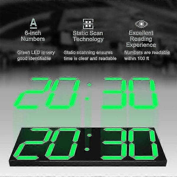 Moderne overdimensjonert digital LED-veggklokke med tydelig display