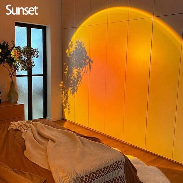 Sunset Projection Lamp LED Night Light Projector, USB Photography Lights 180° Rotation for Bedroom Studio Decor