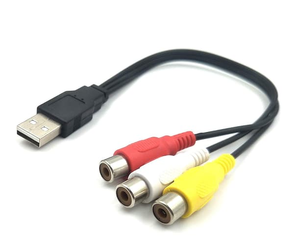 USB2.0 A Han til 3 RCA Hun Splitter Audio Video AV Komposit Adapterkabel