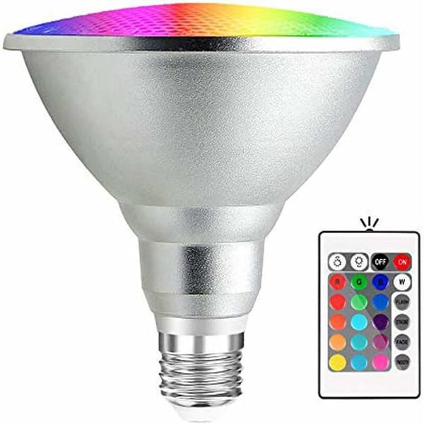 20W Waterproof RGB E27 Par38 LED Bulb with 24-Key IR Remote Control (RGB and Cool White) [Energy Class A+]