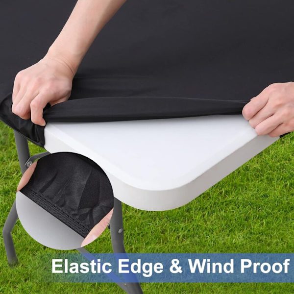 Rektangulær polyesterduk Vanntett og elastisk for 6ft sammenleggbart bord, camping, utendørs (svart, 76,20 cm x 182,88 cm)