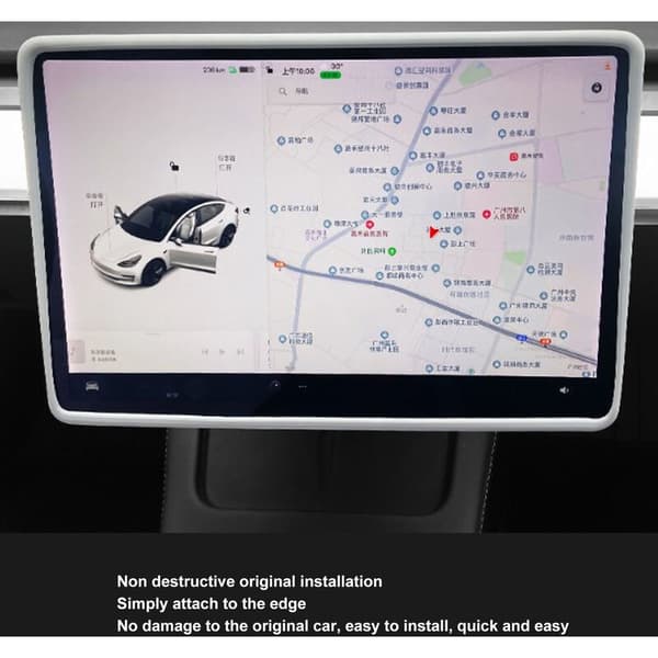 Navigation Screen Protector Strong Protection Perfect Fit Replacement Central Control Screen Bezel Cover for Tesla Model 3 Y White