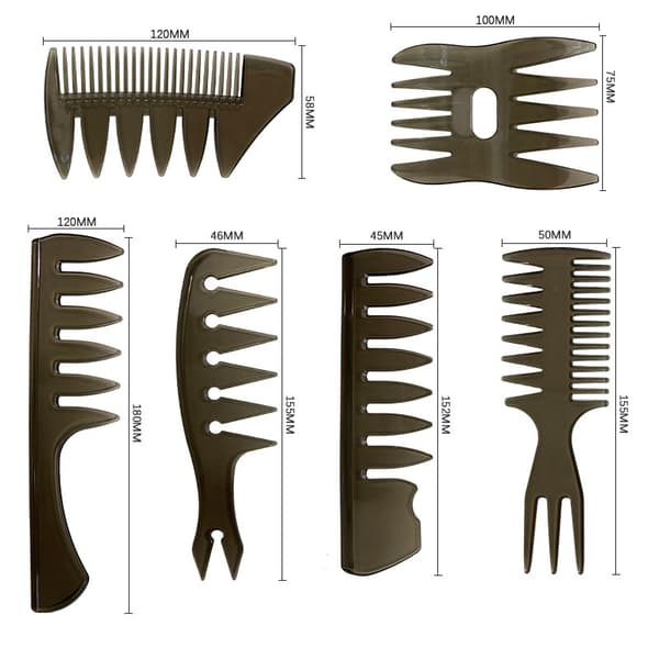 6-pack Quiff Styling Kam för Män Professionell Frisörborste