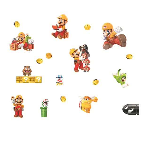 Super Mario seinätarra, tapetti, PVC-huoneen sisustus, 32x32cm