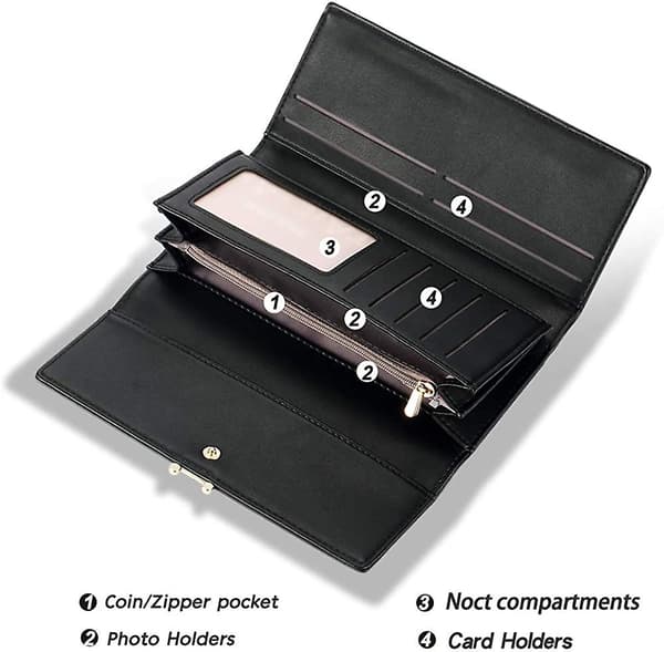 Dame Læder Clutch Punge Stor Kapacitet Penge Organizer Multi Kort Møntpung