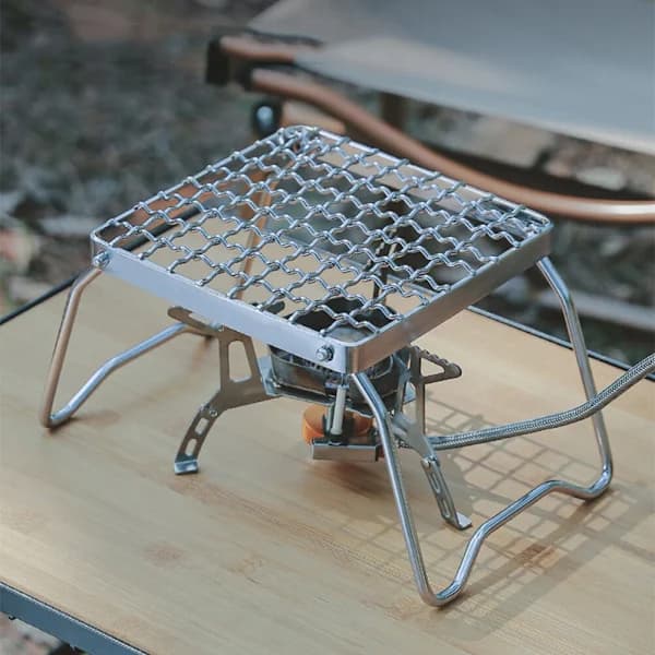 Bærbart sammenleggbart grillstativ i rustfritt stål for camping, grilling og utendørs matlaging 24 x 17 x 13 cm 1 stk 1pc