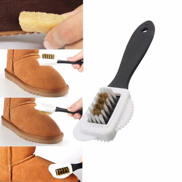 3-sidig sko mocka nubuck läder skor rengöringsborste boot cleaner dammfläck