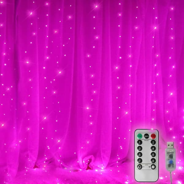 9,8 fot 300 LED Gardinlamper Jullys (Rosa)
