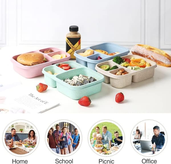 Bento matbokser 3 rom, matboks for barn, gjenbrukbare matoppbevaringsbeholdere