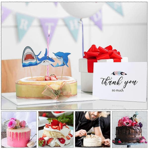 20 stk Søte Haier Kake Topper Bursdagsflagg Kake Topp Bursdagsfest Tilbehør