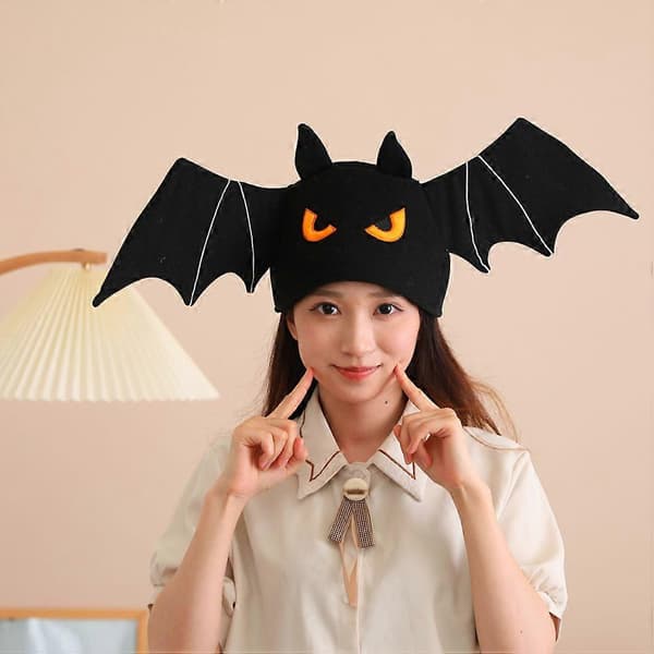 Bat Headwear Plush Halloween Costume Hat for Party Use Black Plush