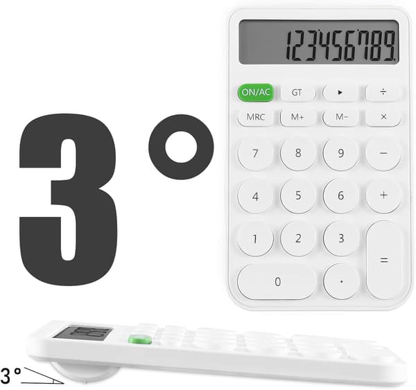 Desktop Calculator for Students, 12-Digit LCD Display, Basic Desktop Calculator for School, Office, and Home White White