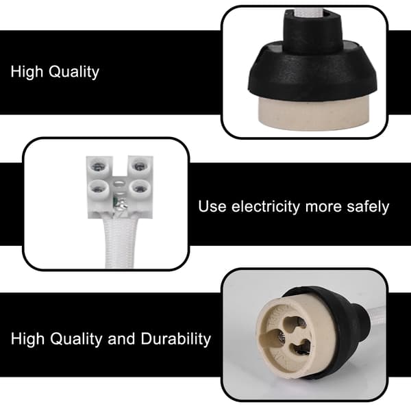 GU10 Ceramic Sockets: 15CM/10MM High Quality Silicone Cable GU10 Socket, GU10 Connector Lamp for GU10 Lamp 0-250V, 3A Ceramic GU10 Sockets-12pcs-FA7-