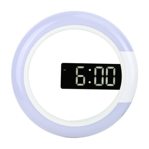 Innovative LED Wall Clock Modern Style Home Decor with Alarm, Temperature and Light Function White