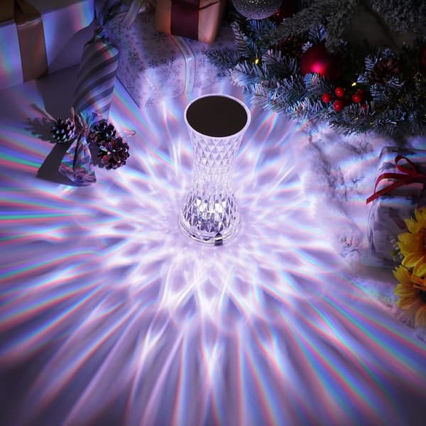 Krystalbordlampe, 16 RGB-farve krystallys, 6 lysstyrkeniveauer