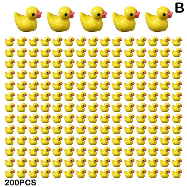 100/200 st Mini Gummi Ducks Miniatyr Resin Ducks Gul Tiny D