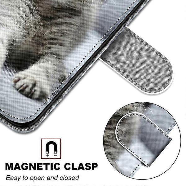 Telefoncover til Xiaomi Redmi Note 11 Pro Malet Flip Magnetisk Coque Etui Forseglingsboks - Grå Kat
