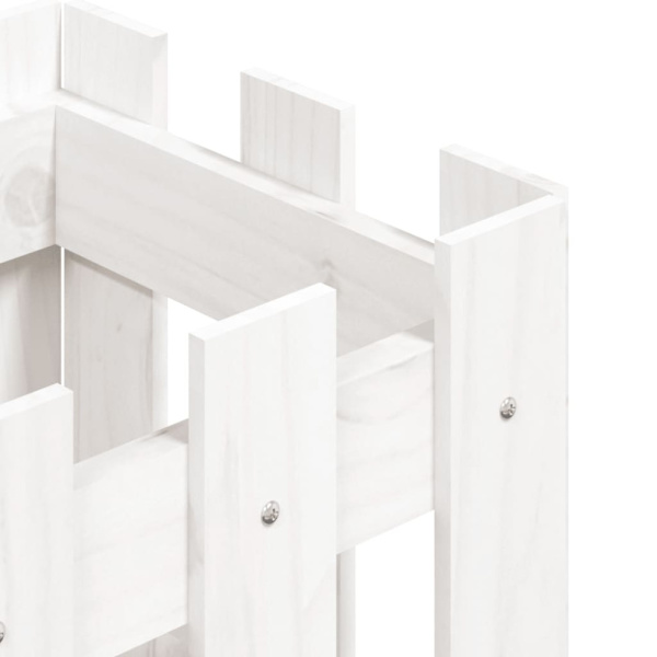 Raised bed with fence design white 30x30x30 cm solid pine