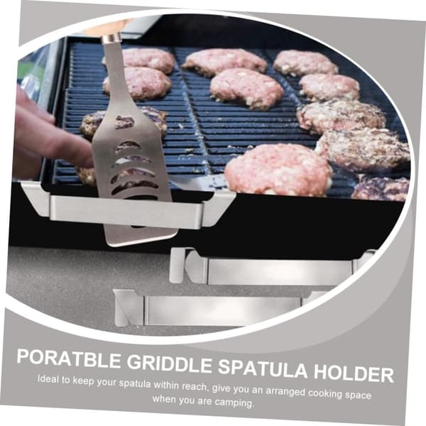 2 stk. grillspatelholder i rustfrit stål med kroge til flade grillplader og grilltilbehør til pladsbesparende opbevaring -