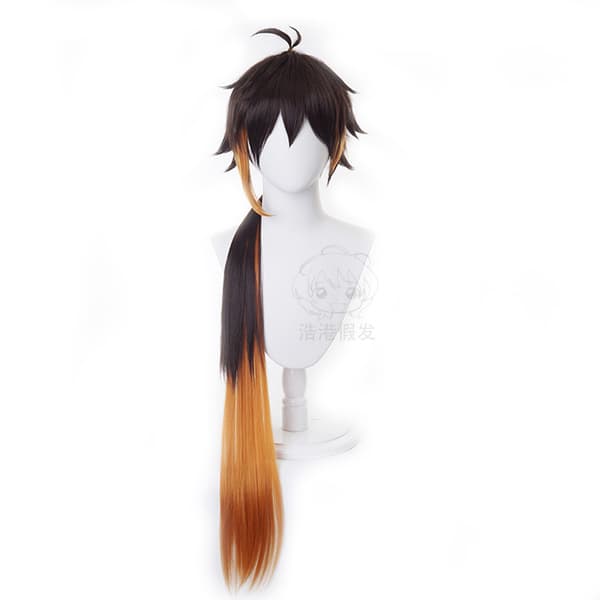 Harakami Zhongli cosplay peruk cos peruk anime gradient långt hår