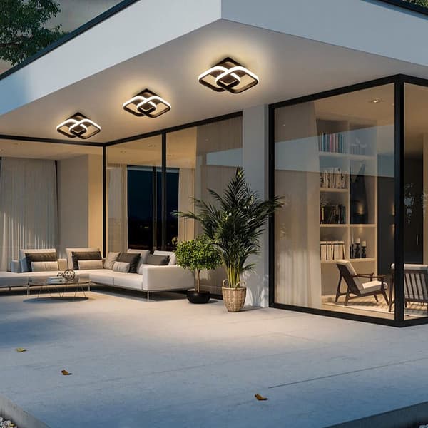 LED Ceiling Light with Motion Sensor Inside, 22W Warm White Ceiling Lamp, 24 * 20 * 9CM Sensor Light, Suitable for Hallways, Garages, Bathrooms