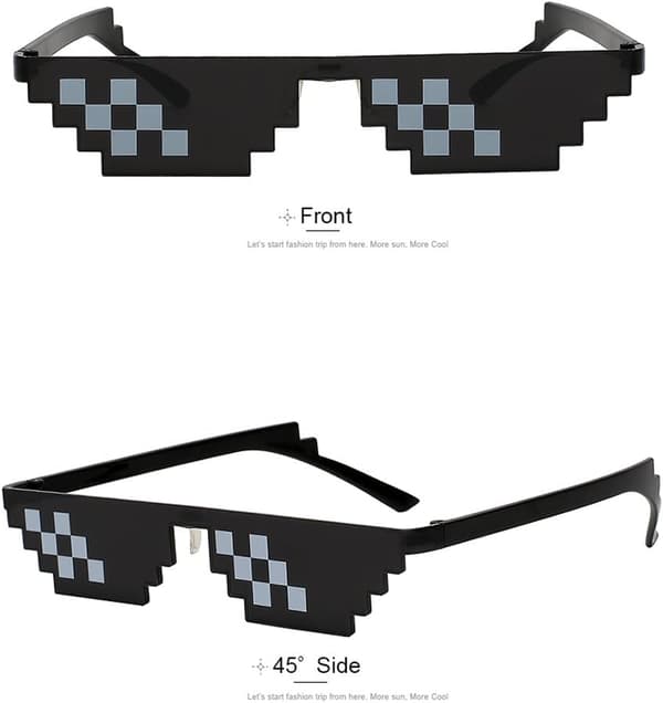 Thug Life Sæt med 3 briller til mænd og kvinder med 8 pixels