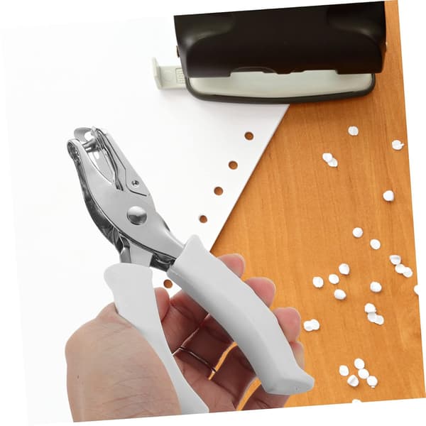 Manual One-Hole Punch, Metal Punch, Plastic, White Punch, Loose Leaf
