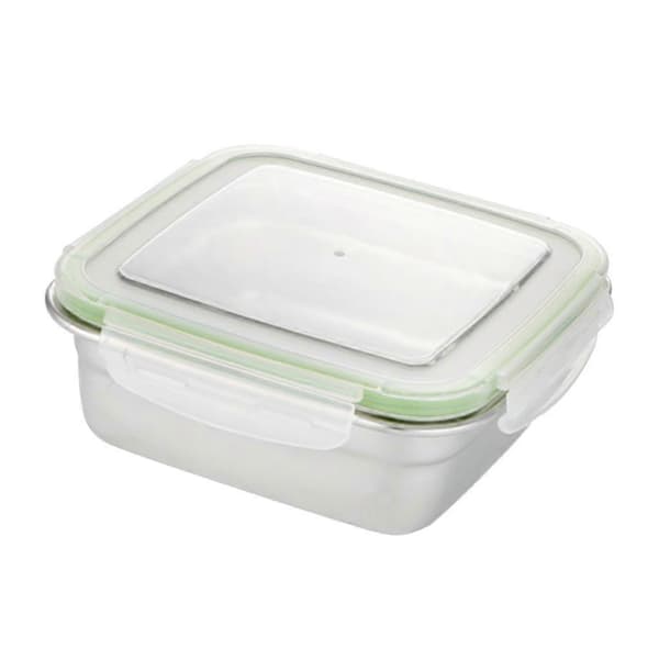 Firkantet Crisper Bento Box for Utendørsbruk, Rustfri Matboks for Skolen, 14oz 400ml