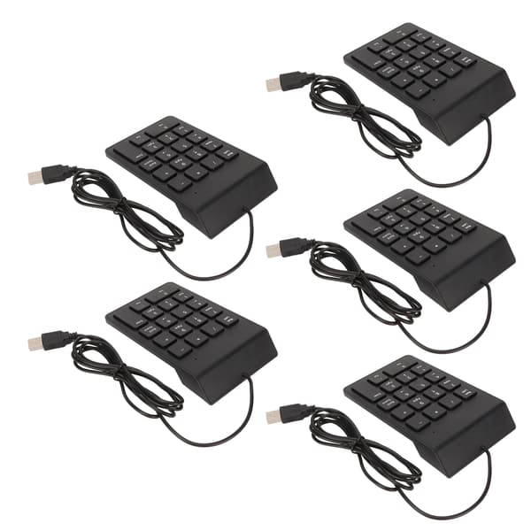 Wired Numeric Keypad 18 Keys Ergonomic USB Plug and Play Silent Typing Mini Numeric Keyboard for PC Laptop Desktop 5 Pieces