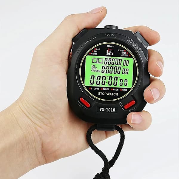 Stopwatch with Silent and Light Function, Luminous Electronic Stopwatch Professional Training Stopwatch for Sports (10 Memories)