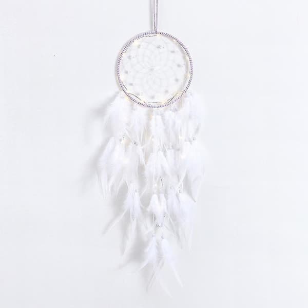 LED Dream Catcher Kit Handmade Lace Dream Catcher Feathers White HS